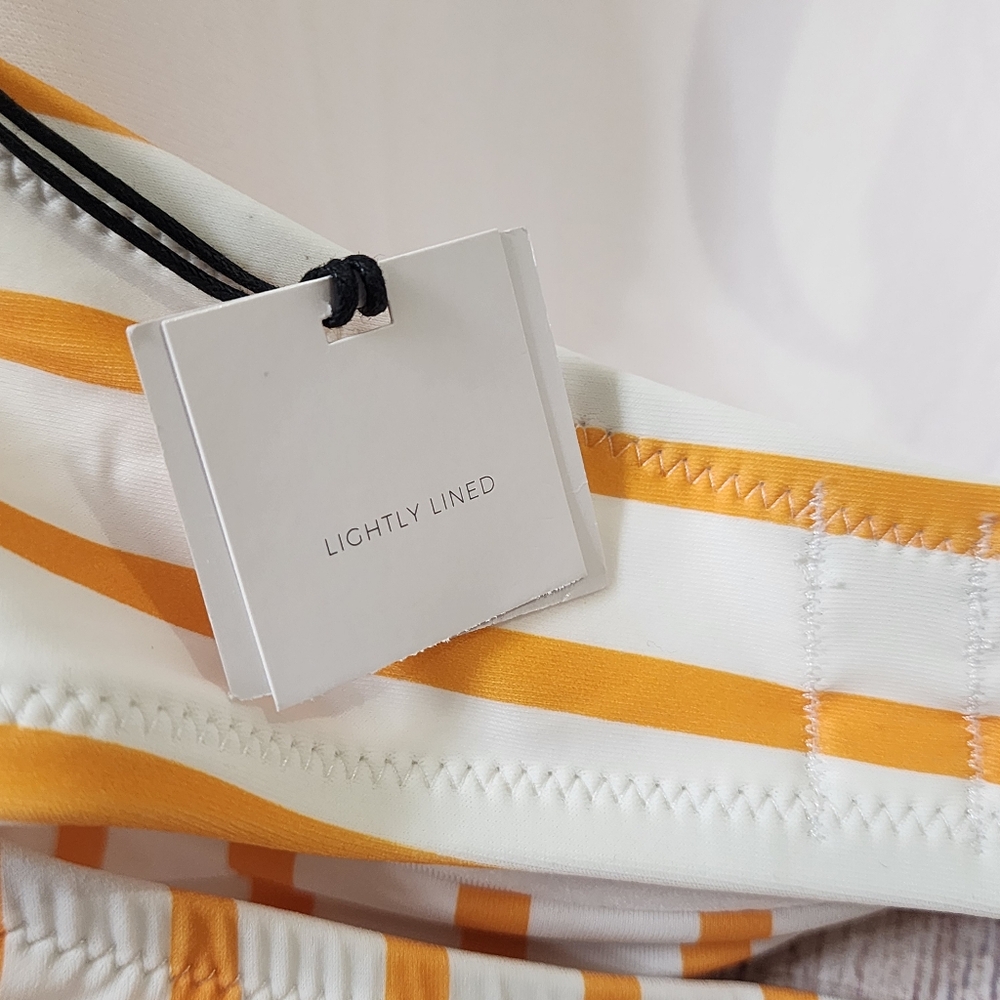 Shade & Shore Yellow and White Striped Bandeau Bikini - Picture 7 of 10